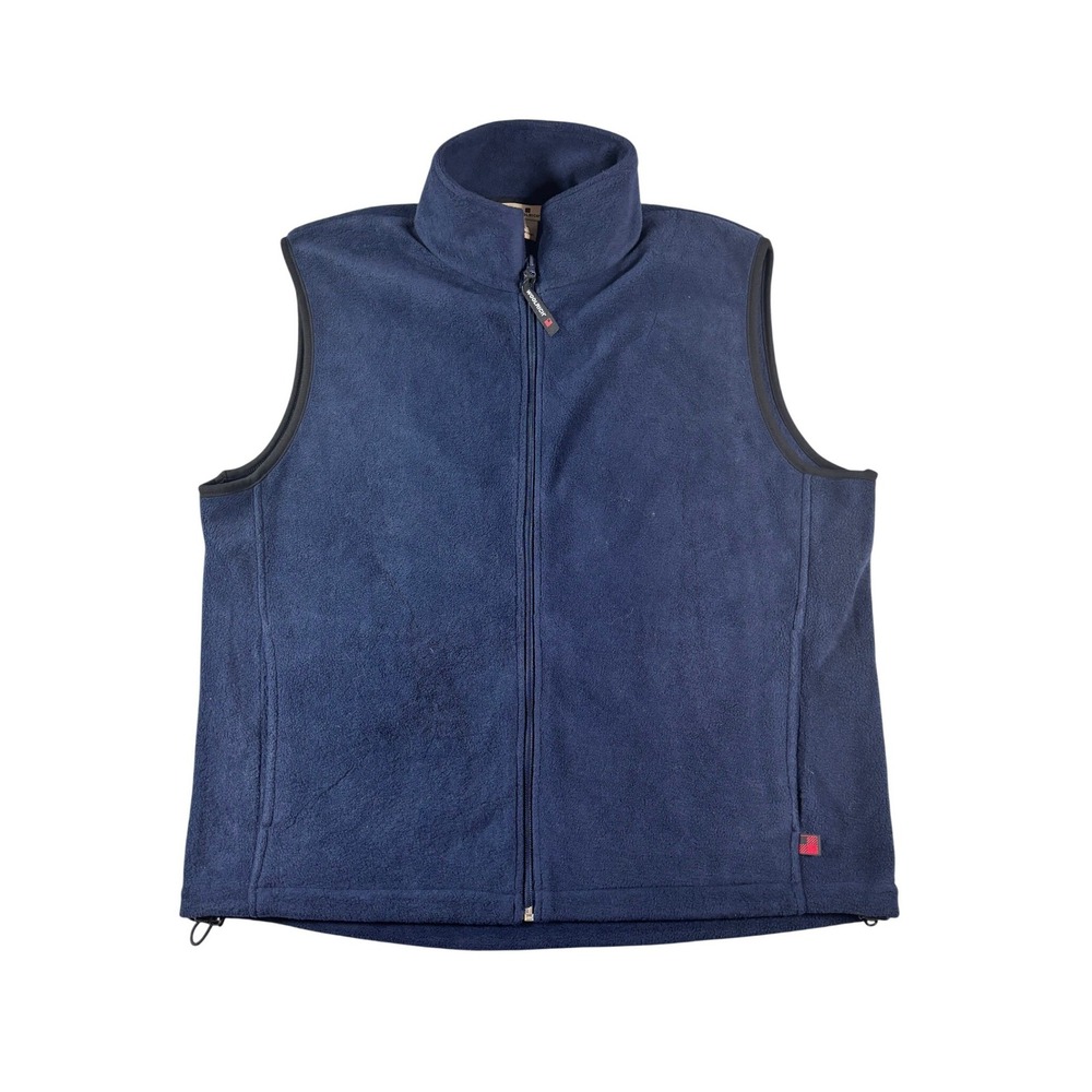 Woolrich Mens Fleece Vest Navy Blue Full Zip Mock Neck Large